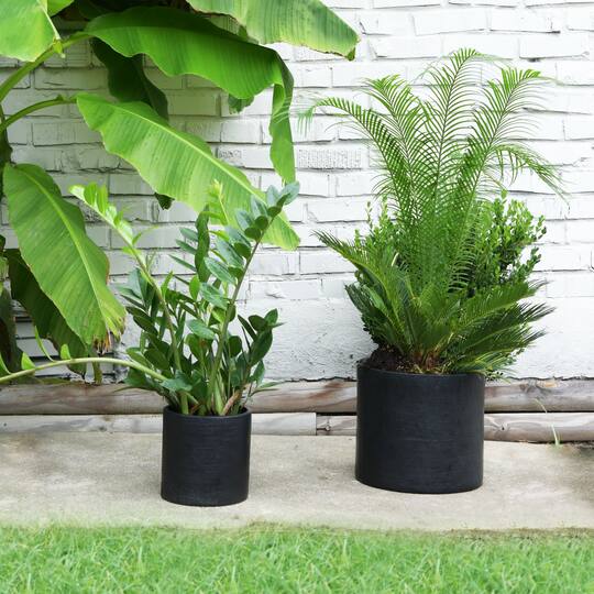 Hello Honey® Stoneware Planters with Embossed Cross Hatch Texture Set